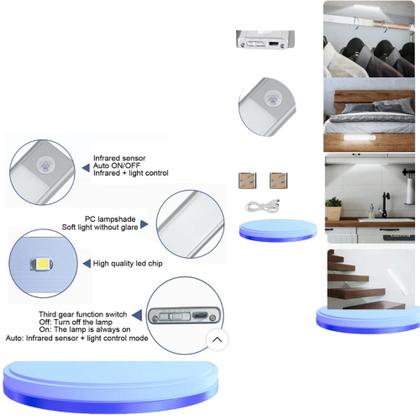 Imagem de Luminária Barra Led Com Sensor Presença Recarregável PRATA ou PRETO Armário,Cama ,Guarda-roupa 40cm
