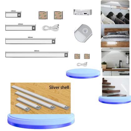 Imagem de Luminária Barra Led Com Sensor Presença Recarregável PRATA ou PRETO Armário,Cama ,Guarda-roupa 40cm