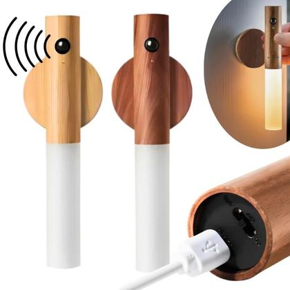 Imagem de Luminária Bastão LED Recarregável com Sensor Movimento Luz Noturna Decorativa Magnética USB para Quarto Corredor Escada Cozinha Parede Design Moderno