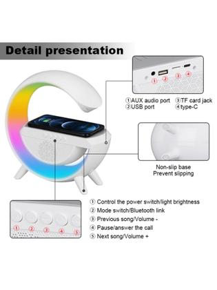 Imagem de Luminária Bluetooth Inteligente Carregador Luz Rgb Portatil Smart