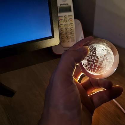 Imagem de Luminária Bola De Cristal 3d Led Planeta Terra