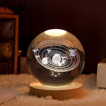 Imagem de Luminária Bola De Cristal 3D Sistema Solar Decoração Modern