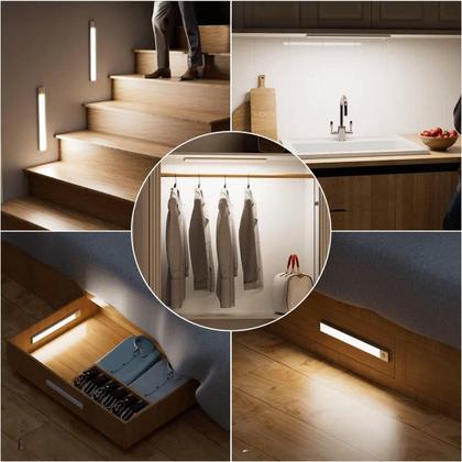 Imagem de Luminária C/ Sensor Recarregável Para Guarda Roupas Armário Cozinha 3 Tons