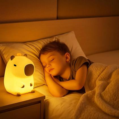 Imagem de Luminária Capivara USB Abajur Recarregável de Silicone com LED Colorido