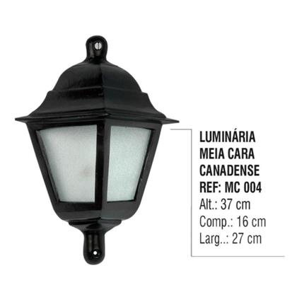 Imagem de Luminária Colonial Meia Cara Canadense para Jardim em Alumínio e Vidro Luminárias N. Sra. da Guia