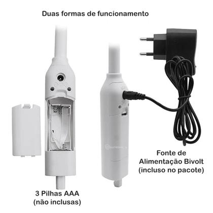 Imagem de Luminária Com Lupa Óptica 2 Lentes 2x e 5x Acrílica e 6 LEDs Com Base e Clip de Fixação  7763