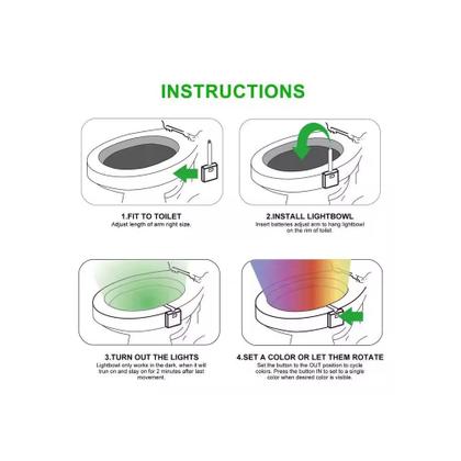 Imagem de Luminaria Com Sensor De Presenca Para Vaso Sanitario Luz Movimento Privada Criança Led 8 Cores Noturna Banheiro