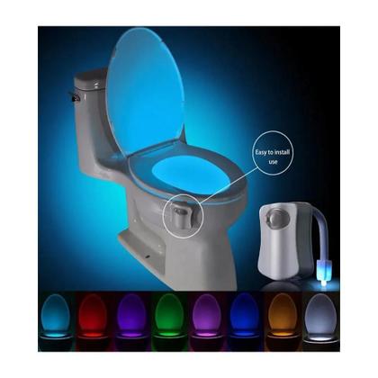 Imagem de Luminaria Com Sensor Presenca Vaso Sanitario Luz Movimento Privada Criança Led 8 Cores Noturna