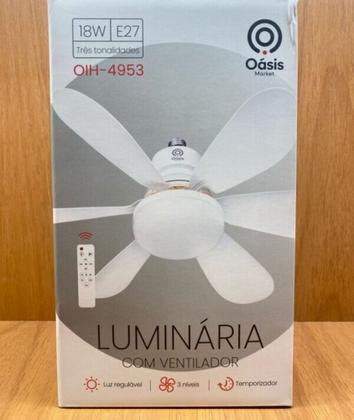 Imagem de Luminária Com Ventilador 3 Níveis e Luz Regulável Oasis OIH-4953