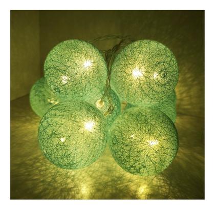 Imagem de Luminária Cordão De Luz Led 10 Bolinhas Varal A Pilha Cor Das Luzes Azul