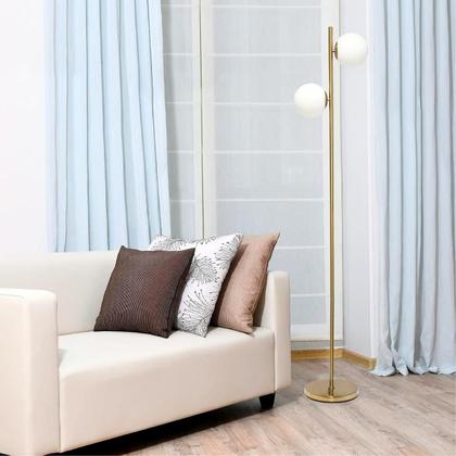 Imagem de Luminária de Chão 162cm Jabuticaba 2 Globos Vidro Dourada Pedestal Coluna Piso Gimpo KJTD-710-GOLD