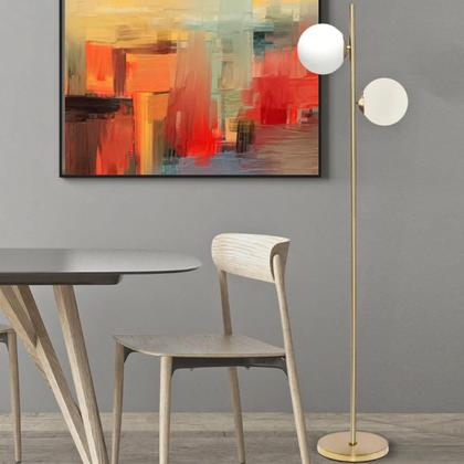 Imagem de Luminária de Chão 162cm Jabuticaba 2 Globos Vidro Dourada Pedestal Coluna Piso Gimpo KJTD-710-GOLD