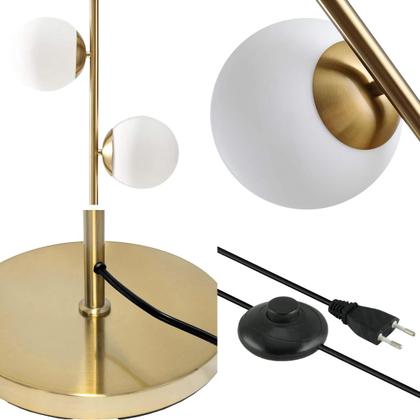 Imagem de Luminária de Chão 162cm Jabuticaba 2 Globos Vidro Dourada Pedestal Coluna Piso Gimpo KJTD-710-GOLD