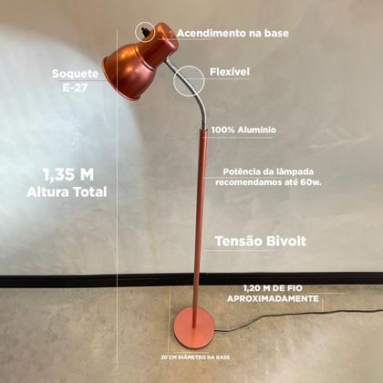 Imagem de Luminaria De Chao Abajur Flexivel Para Leitura Canto De Sala Lateral De Cama Quarto Cabeceira
