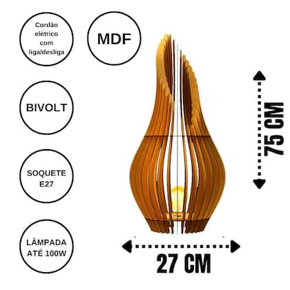 Imagem de Luminária de Chão ANDROMEDA MDF Luminária