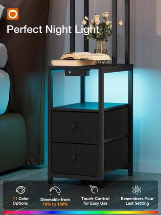 Imagem de Luminária de chão (complemento), luz noturna de 11 cores, 2 portas USB e 1 tomada