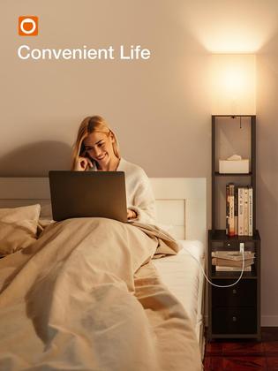 Imagem de Luminária de chão (complemento), luz noturna de 11 cores, 2 portas USB e 1 tomada