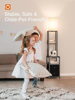 Imagem de Luminária de chão (complemento), luz noturna de 11 cores, 2 portas USB e 1 tomada