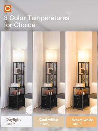 Imagem de Luminária de chão (complemento), luz noturna de 11 cores, 2 portas USB e 1 tomada