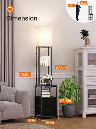 Imagem de Luminária de chão (complemento), luz noturna de 11 cores, 2 portas USB e 1 tomada