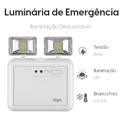 Imagem de Luminária De Emergência Led Bloco Autônomo 8w 1200lm 6500K- Elgin
