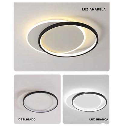 Imagem de Luminária de LED de sobrepor Formato de Redondo de Duas Luas 29W de potência Bivolt com 3 cores de luz embutida