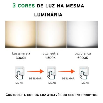 Imagem de Luminária de LED de sobrepor Formato de Redondo de Duas Luas 29W de potência Bivolt com 3 cores de luz embutida