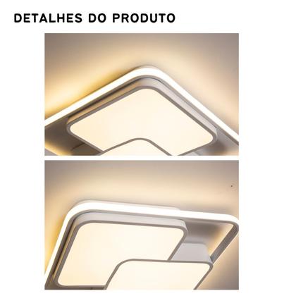 Imagem de Luminária de LED de sobrepor quadrada Bivolt 32W 3 em 1 com luz central dupla