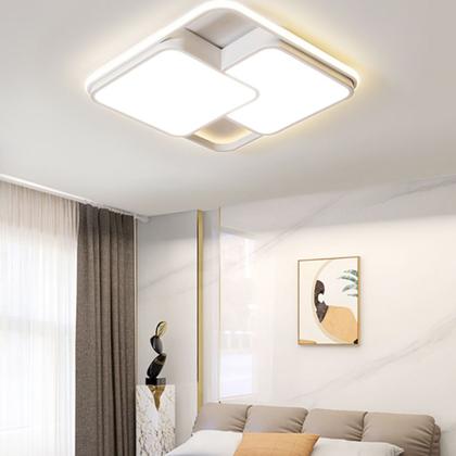 Imagem de Luminária de LED de sobrepor quadrada Bivolt 32W 3 em 1 com luz central dupla