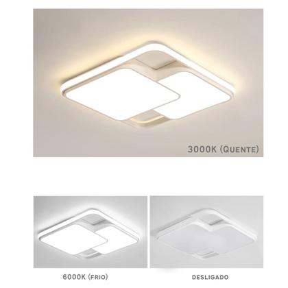 Imagem de Luminária de LED de sobrepor quadrada Bivolt 32W 3 em 1 com luz central dupla