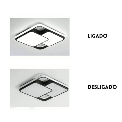 Imagem de Luminária de LED de sobrepor quadrada Bivolt 32W 3 em 1 com luz central dupla