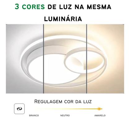Imagem de Luminária de LED de sobrepor redonda Bivolt 31W 3 em 1 com luz central dupla