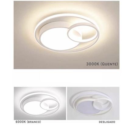 Imagem de Luminária de LED de sobrepor redonda Bivolt 31W 3 em 1 com luz central dupla