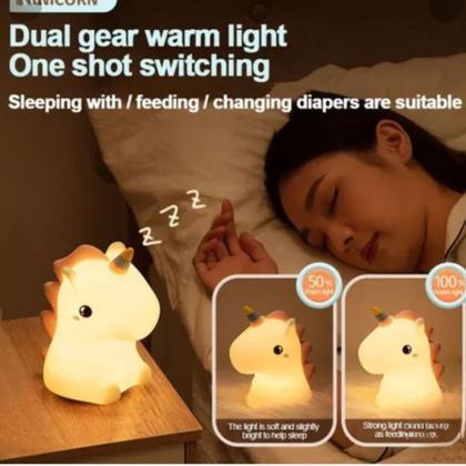 Imagem de Luminária de Led  Unicórnio Silicone Touch Recarregável 