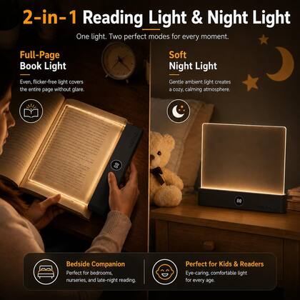 Imagem de Luminária de leitura recarregável com 3 cores, timer e painel dimerizável