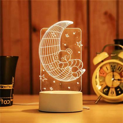 Imagem de Luminária de Mesa Abajur 3D Lua Led 4W 5V 3 em 1