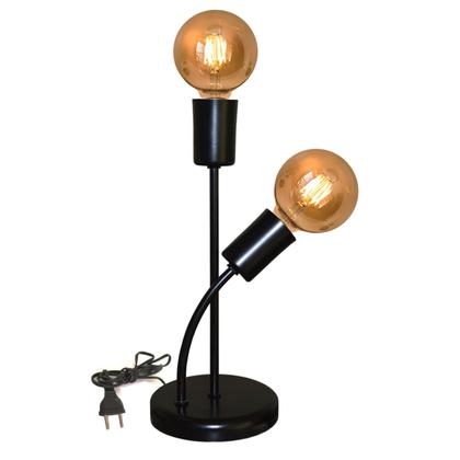 Imagem de Luminária de Mesa, Abajur para Sala Estilo Moderno com 02 Hastes - Bivolt 110v/220v - com fio e interruptor - Ideal para Sala, Quarto, escritório