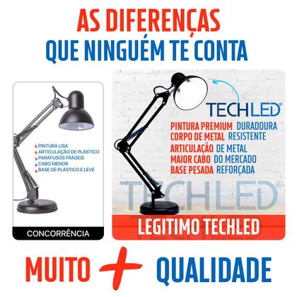 Imagem de Luminária de Mesa Articulada Pixar p/ Escritório Sala Quarto Garra e Base Techled