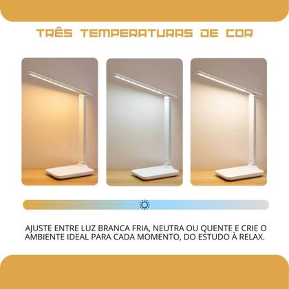 Imagem de Luminária de Mesa Articulável Dobrável Tippi, Recarregável USB, com Touch e LED