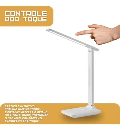 Imagem de Luminária de Mesa Articulável Dobrável Tippi, Recarregável USB, com Touch e LED