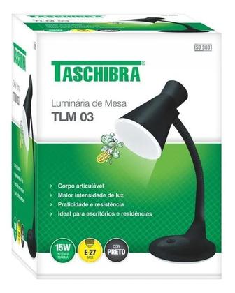 Imagem de Luminária De Mesa Articulável Tlm 03 Taschibra Preta