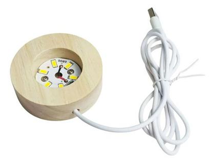 Imagem de Luminária De Mesa Bola De Cristal 3d Decoração Base Madeira 675