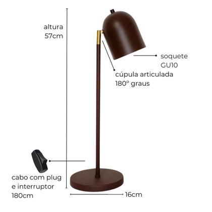 Imagem de Luminária de Mesa Britney Com Cúpula Articulada