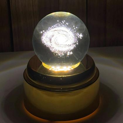 Imagem de Luminária de Mesa com rotação infinita em Esfera de Cristal 3d Decorativa Abajur Presente