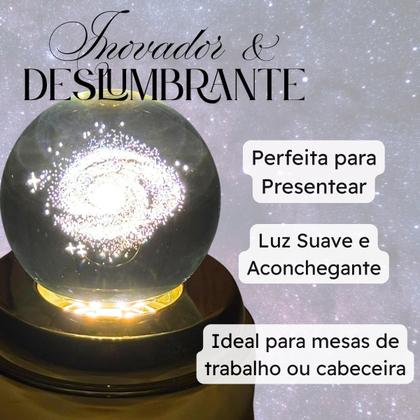 Imagem de Luminária de Mesa com rotação infinita em Esfera de Cristal 3d Decorativa Abajur Presente
