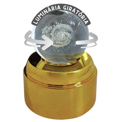 Imagem de Luminária de Mesa com rotação infinita em Esfera de Cristal 3d Decorativa Abajur Presente