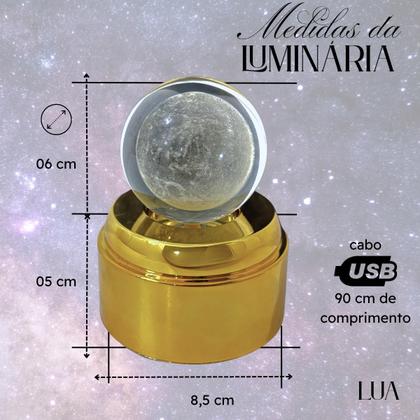 Imagem de Luminária de Mesa com rotação infinita em Esfera de Cristal 3d Decorativa Abajur Presente