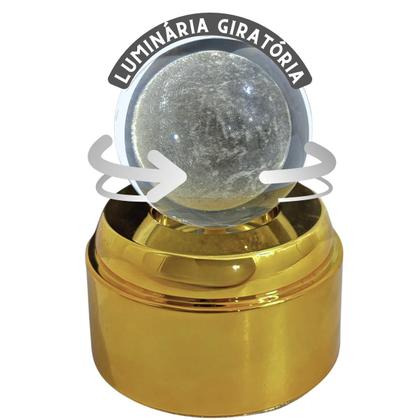 Imagem de Luminária de Mesa com rotação infinita em Esfera de Cristal 3d Decorativa Abajur Presente