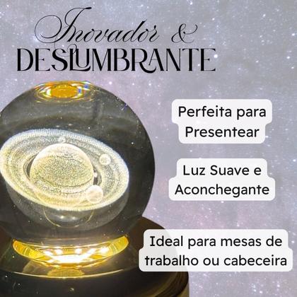 Imagem de Luminária de Mesa com rotação infinita em Esfera de Cristal 3d Decorativa Abajur Presente