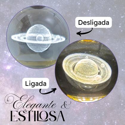 Imagem de Luminária de Mesa com rotação infinita em Esfera de Cristal 3d Decorativa Abajur Presente